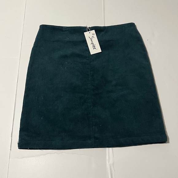 Simplee | Corduroy Embroidery Embellished Mini Skirt - Picture 3 of 4